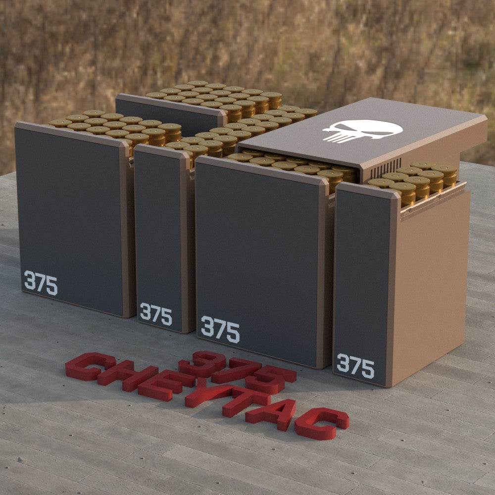 Filamelt Munitionsbox / Ammo Box .375 CheyTac – Patronenbox für 50 Schuss, Made in Germany