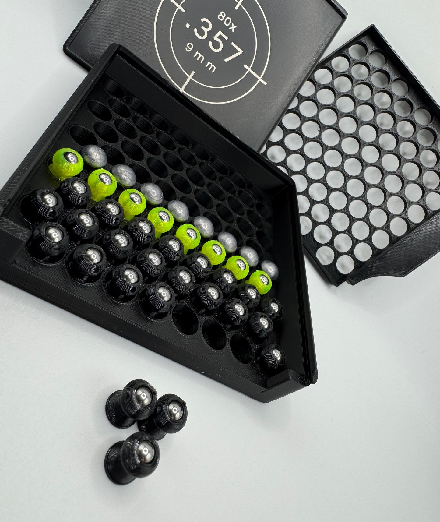 Diabolo-Box für 80x .357 / 9 mm – Praktisch, stapelbar, wiederverwendbar. Matchbox
