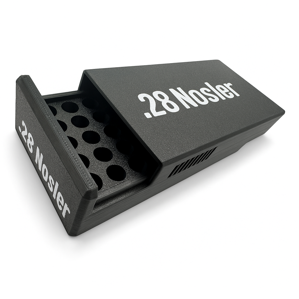 Filamelt Munitionsbox / Ammo .28 Nosler – Patronenbox für 50 Schuss, Made in Germany