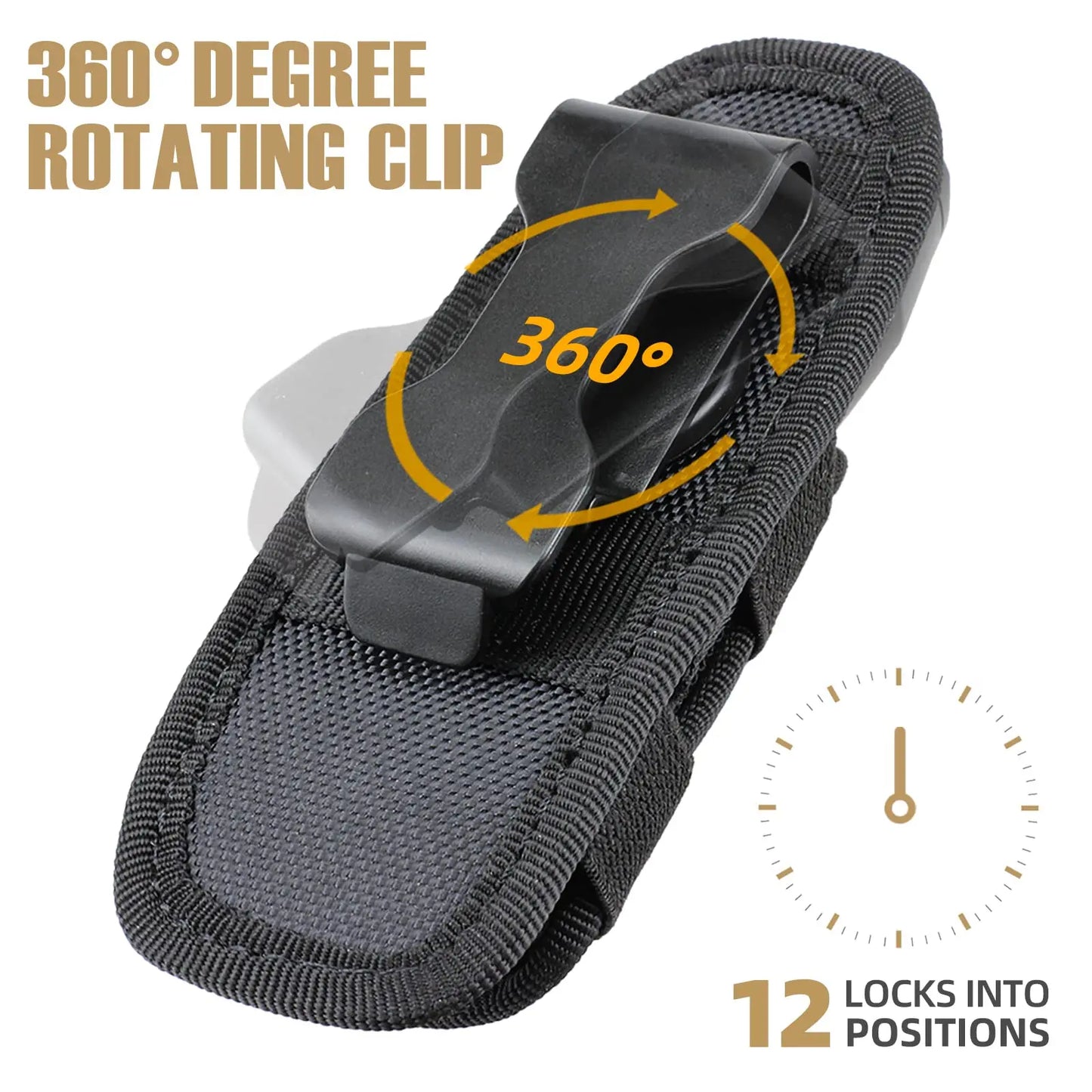 Taktisches Taschenlampen-Holster – 360° drehbar, MOLLE-kompatibel & universell einsetzbar