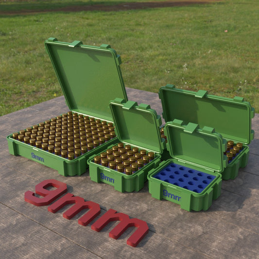 Filamelt Munitionsbox / Ammo Box 9x19mm Para / Luger – Patronenbox ‘Klappdeckel’ – 20 / 25 / 50 / 100 Schuss