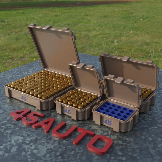 Filamelt Munitionsbox / Ammo Box .45 ACP – Patronenbox ‘Klappdeckel’ – 20 / 25 / 50 / 100 Runden