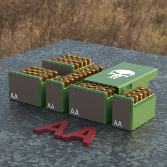 Filamelt Munitionsbox / Ammo Box AA Batteriebox – Patronenbox für 50 Batterien, Made in Germany