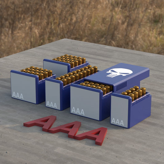 Filamelt Munitionsbox / Ammo Box AAA Batteriebox – Patronenbox für 50 Batterien, Made in Germany