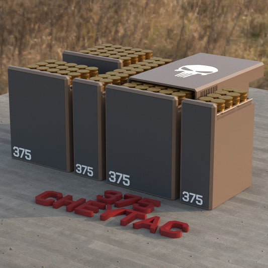 Filamelt Munitionsbox / Ammo Box .375 CheyTac – Patronenbox für 50 Schuss, Made in Germany