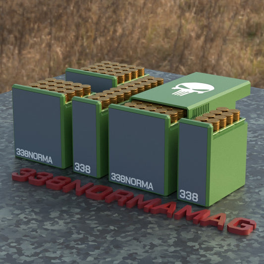 Filamelt Munitionsbox / Ammo Box .338 Norma Magnum – Patronenbox für 50 Schuss, Made in Germany