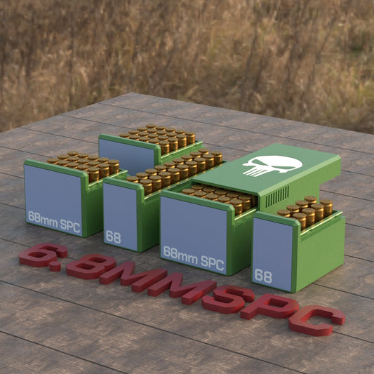 Filamelt Munitionsbox / Ammo Box 6.8 mm Remington SPC – Patronenbox für 50 Schuss, Made in Germany