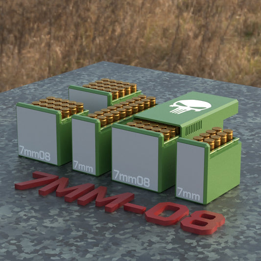 Filamelt Munitionsbox / Ammo Box 7mm-08 REM – Patronenbox für 50 Schuss, Made in Germany