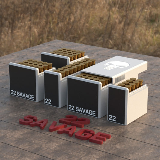 Filamelt Munitionsbox / Ammo Box .22 Savage – Patronenbox für 50 Schuss, Made in Germany