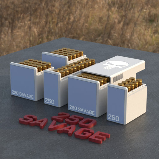 Filamelt Munitionsbox / Ammo Box .250 Savage – Patronenbox für 50 Schuss, Made in Germany
