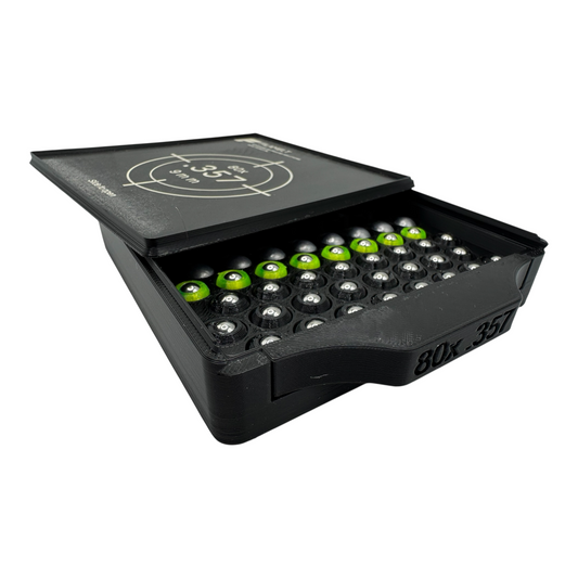 Diabolo-Box für 80x .357 / 9 mm – Praktisch, stapelbar, wiederverwendbar. Matchbox